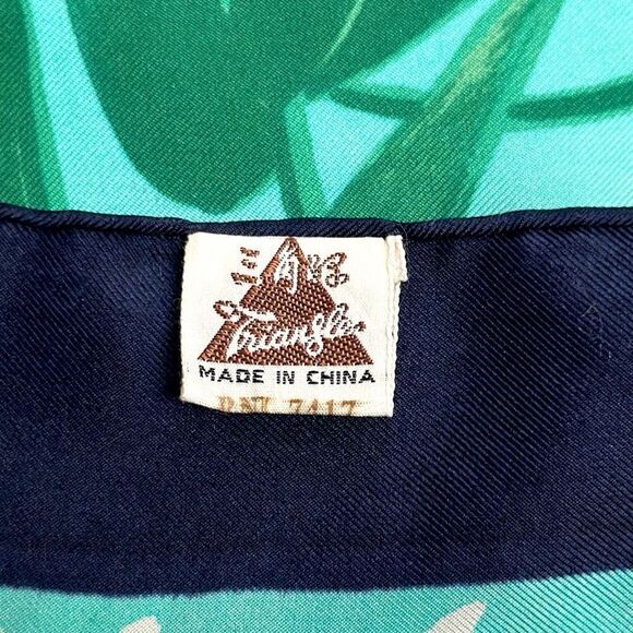 NWOT Silk Triangle Brand Scarf Panda Print Hand Rolled and Printed 29” Square - Picture 8 of 9